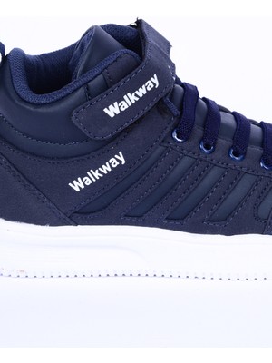 Walkway Mely 2334 Deri-Süet Boğazlı Rahat Taban Lacivert Günlük Unisex Çocuk Spor Ayakkabı