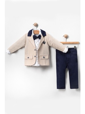 Lulu Kids Erkek Çocuk Takım Elbise Ceket, Papyon ve Slopetli "ardıç" Modeli