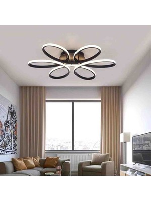 St Aydınlatma Luxor Siyah Kasa Beyaz LED Işıklı Plafonyer Avize 60 cm