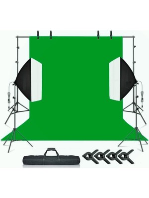 Chromakey Green Screen Greenbox Yeşil Fon Perde Çekim Seti (2X3M)