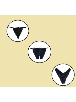 COOQPOO 3 Lü Paket Dantel Külot