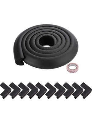 Epazzar Siyah Set 10'lu Köşe Koruyucu Yastık ve 2 Metre Sarmal Koruyucu Masa Sehpa Mobilya Kauçuk Koruma