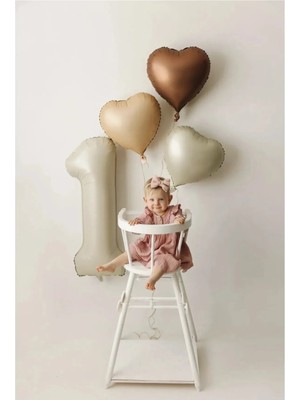 Bkmc Retro Pastel Kahve Tonlar  Yaş Folyolu 4 Parça Balon Seti