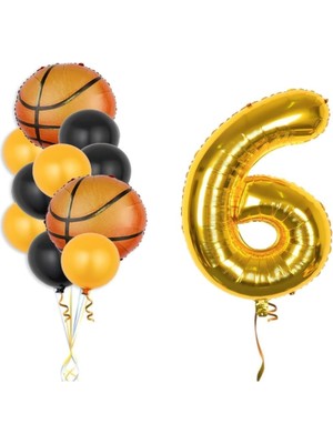 Kidspartim Gold Rakam Basketbol Topu Folyo ve Lateks Balon Seti