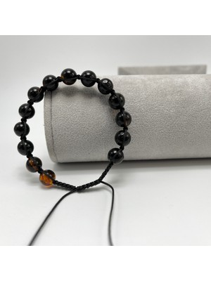 Yıldız Doğal Taş Unisex Damla Kehribar 8 mm Bileklik Makrome