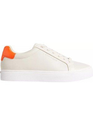 Calvin Klein Kadın Marka Logolu Bağcıklı Kaydırmaz Tabanlı Günlük Bej Sneaker HW0HW01865-ACG