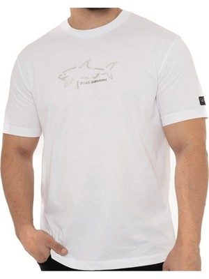 Paul & Shark  Erkek Marka Logo Detaylı Regular Fit Kısa Kollu Beyaz T-Shirt 23411198-010