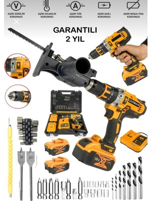 Tekno Trust 2'li Set 780RP Bakır Sargı Darbeli Şarjlı Matkap Metal Şanzıman Vidalama Tilki Testere Aparat