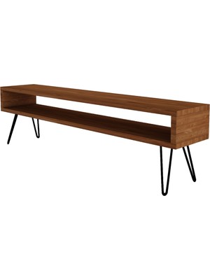 Woodwork Antalya Ağaç Tv Ünitesi Teak Renk Metal Ayaklı 170X35