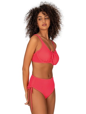Endeep Kadın Büyük Beden Balenli Destekli Bağlama Detaylı Pembe Bikini Takımı