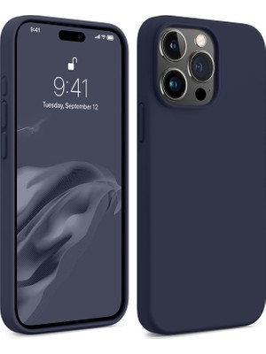 Trendtech iPhone 15 Pro Max Uyumlu Lansman Lila Kılıf, Kadife Iç Doku, Soft Yumuşak Liquid Silikon