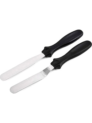 Neler Geldi Neler Paslanmaz Metal 2li Pasta Sıvama Bıçağı - Spatula Seti Kek Kazıyıcı Krema Yayma, Pasta Dekorasyonu