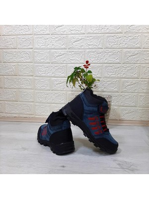 Black Sea 542 Mavi-Kırmızı Kürklü Fermuarlı Cırtlı Erkek Çocuk Bot