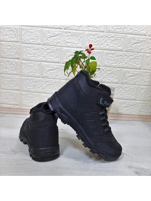 Black Sea 542 Siyah-Siyah Kürklü Fermuarlı Cırtlı Erkek Çocuk Bot