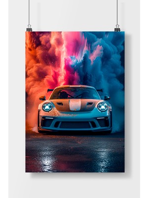 Poster City Porsche Gt3 Araba  Poster Çerçevesiz Parlak Kağıt