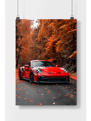 Poster City Porsche 911 Araba  Poster Çerçevesiz Parlak Kağıt