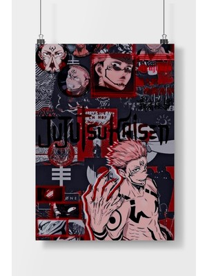 Poster City Jujutsu Kaisen Sukuna Manga Anime  Poster Çerçevesiz Parlak Kağıt