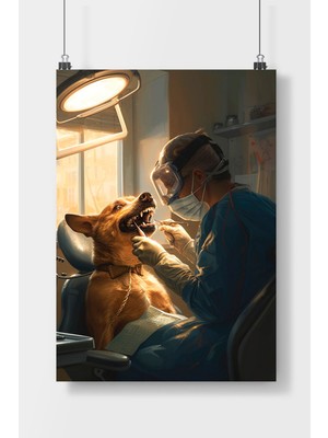 Poster City Komik Köpek Hayvan  Poster Çerçevesiz Parlak Kağıt