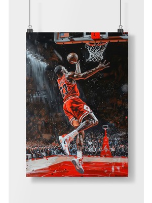 Poster City Michael Jordan Ünlü Basketbolcu  Poster Çerçevesiz Parlak Kağıt