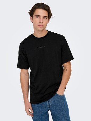 Only & Sons 22028147 Only & Sons Onslevı Lıfe Reg Text Ss Tee Noos Erkek T-Shirt Black