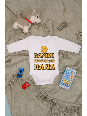 Bebe Tospik Pamuklu Dayım Sevgisi Baskılı Uzun Kol Body Zıbın