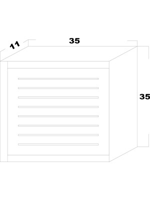 Doğan Life Modem Saklama Kutusu Sürgülü Model Yana Açılır 35Y x 35G x 11D Çizgili Meşe