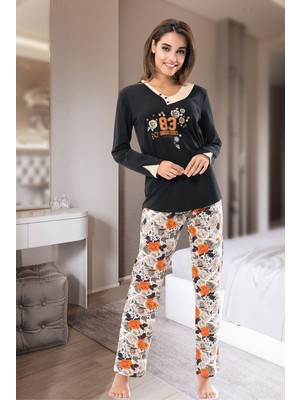 Derya Kurşun Uzun Kol Kadın Pijama Takım 1101