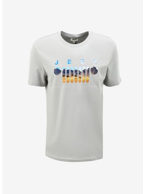 Jeep Bisiklet Yaka Baskılı Gri Erkek T-Shirt J4SM-TST7257