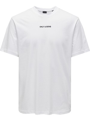 Only & Sons O Yaka Baskılı Kırık Beyaz Erkek T-Shirt Onslevı Lıfe Reg Text Ss Tee Noos