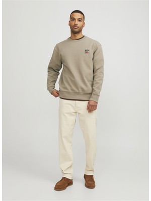 Jack & Jones Bisiklet Yaka Kahve Erkek Sweatshırt 12230356_RDDDEAN Sweat Crew Neck L