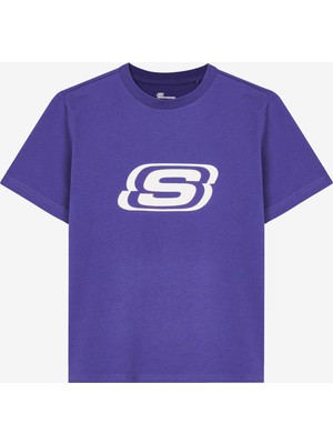 Skechers Essential G Short Sleeve  T-Shirt Büyük Kız Çocuk Mor Tshirt Sk232139-495