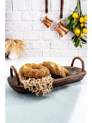 Bambum Bavola - Kulplu Tepsi Oval Küçük