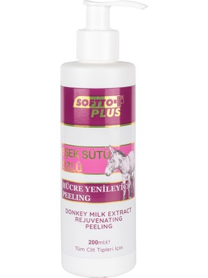 Softto Plus Eşek Sütlü Peeling 200 Ml Aydınlatıcı Etkili Tüm Cilt Tipleri İçin Jel Formül