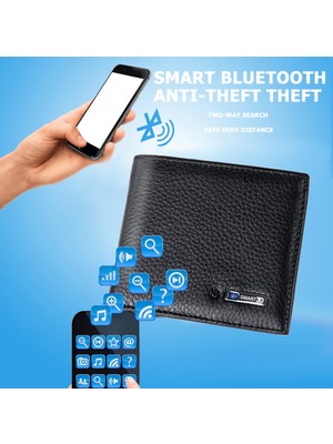 inibolan Bluetooth Smart Erkek Kısa Cüzdan Erkek Sığır Derisi Deri Cüzdan (Yurt Dışından)