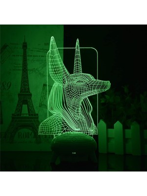 Liulian Mısır Anubis Firavun Şekil 3D Illusion Lamba Uzaktan Kumanda ile LED Gece Lambası + 7/16 Renk Değiştirme USB Masa Lambaları Ev Dekorasyonu Çocuklar Doğum Günü/noel Hediyeleri (Yurt Dışından)