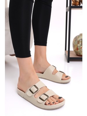 Wordex Mlx 10651 Çift Toka Kadın Terlik Comfort Anatomik Kadın Ev Dışarı Terliği