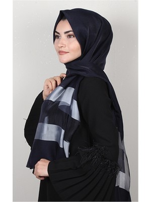 Eşarppark Exclusive Şal 3073-2 Lacivert - Gümüş