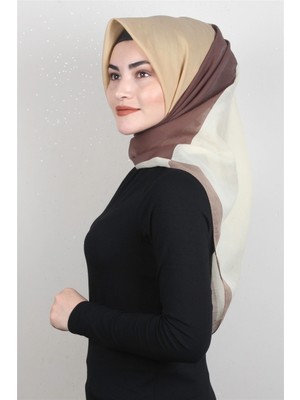 Eşarppark Coton & Silk Eşarp 3634-3 Kahve-Sarı