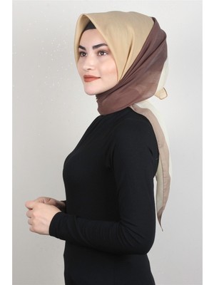 Eşarppark Coton & Silk Eşarp 3634-3 Kahve-Sarı