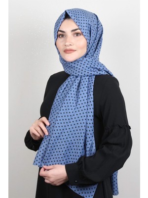 Eşarppark Puantiye Coton Şal 1948-1 Indigo