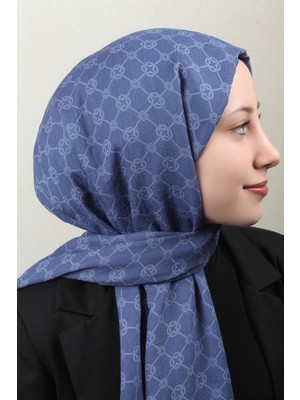 Aker Elegance Monogram Şal 4108-6 Indigo