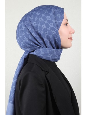 Aker Elegance Monogram Şal 4108-6 Indigo