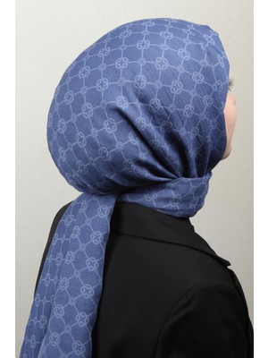 Aker Elegance Monogram Şal 4108-6 Indigo