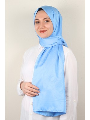 Eşarppark Jakarlı Ipeksi Şal 8085-27 Bebe Mavisi