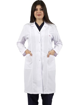 Seza Tekstil Gömlek Yaka Uzun Boy Beyaz Bayan Doktor Öğretmen Hemşire Laboratuvar Önlüğü