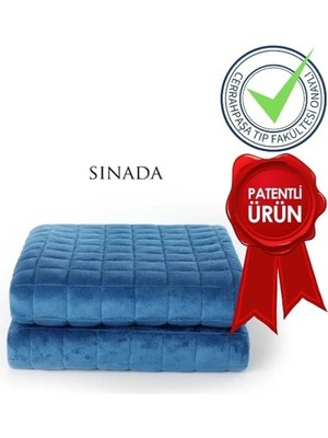 Sinada Ağırlıklı Battaniye Montessori Yorganı 3 kg Mavi 104X152 %100 Pamuk 4 Mevsim Kullanılabilir