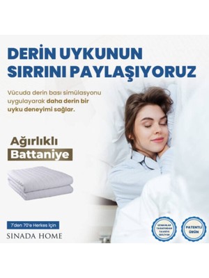 Sinada Ağırlıklı Battaniye Montessori Yorganı 3 kg Mavi 104X152 %100 Pamuk 4 Mevsim Kullanılabilir