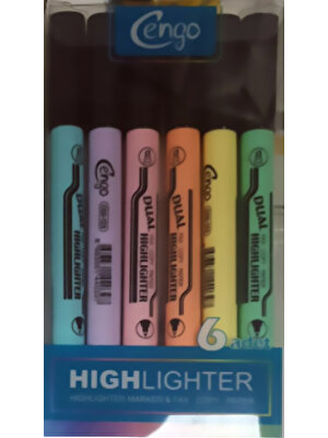 Cengo Çift Taraflı Highlighter Fosforlu Kalem Pastel Renkler 6lı Set