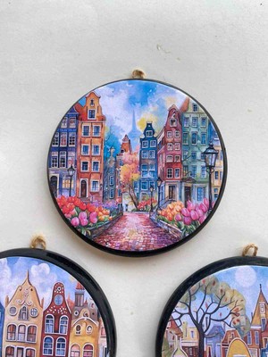 Zeymin Art Amsterdam Temalı 3 Lü Duvar Süsü