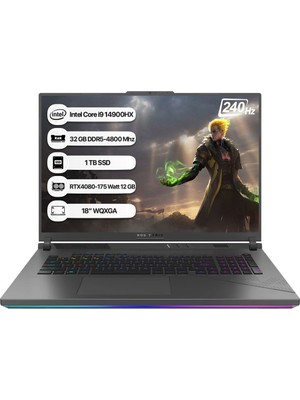 Asus Rog Strix G18 G814JZR-N6092 Gaming Intel Core I9 14900HX 32 GB 1tb SSD Rtx 4080-175WATT Dos 18 240Hz Wqxga Taşınabilir Bilgisayar